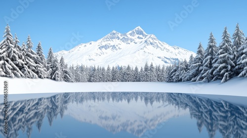 Wallpaper Mural Snow Covered Mountain Reflected in a Frozen Lake Winter Landscape Torontodigital.ca