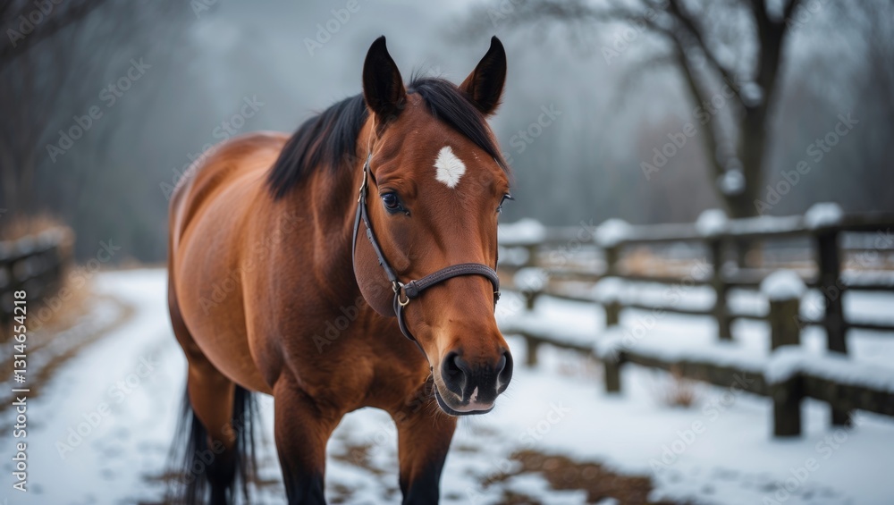 Horse clearly seeking attention on a winter day. Horse clearly seeking attention on a winter day.