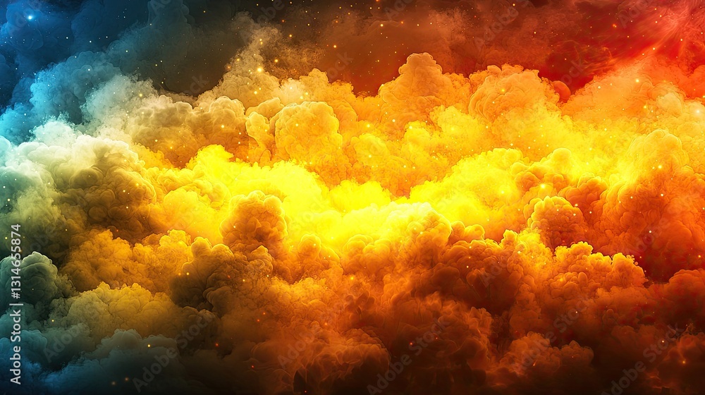 Cosmic Nebula, fiery and icy clouds collide, stellar background, abstract art