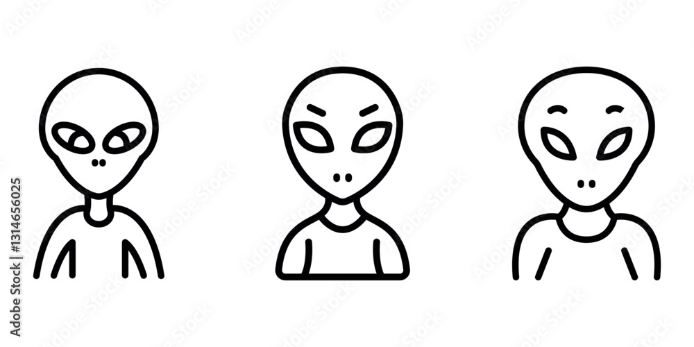 alien outline or line icon design bundle. alien outline or line icon design bundle.