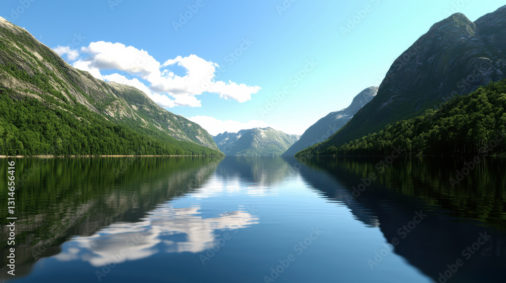 Tranquil Lake Reflection in Mountain Valley Tranquil Lake Reflection in Mountain Valley