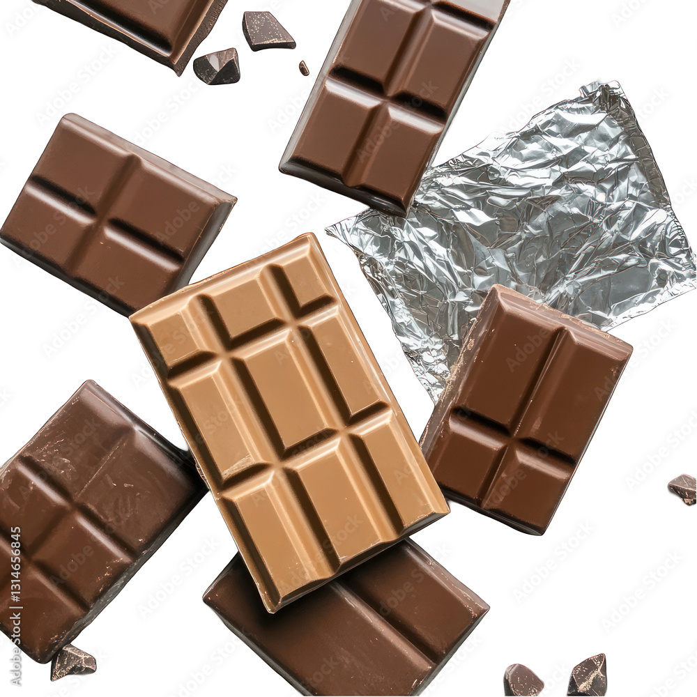 Milk & Dark Chocolate Bars isolated on transparent background Milk & Dark Chocolate Bars isolated on transparent background