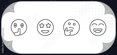 outline icons set - emoji concept. quiet emoji, surprise emoji, thinking happy
