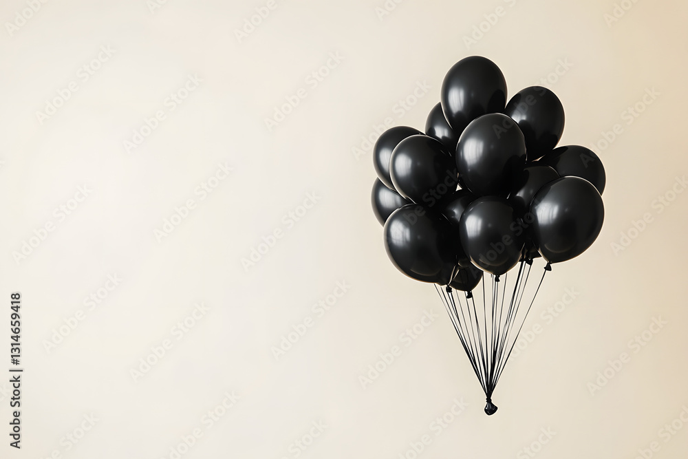 Black Balloons Float Upward Elegantly Black Balloons Float Upward Elegantly