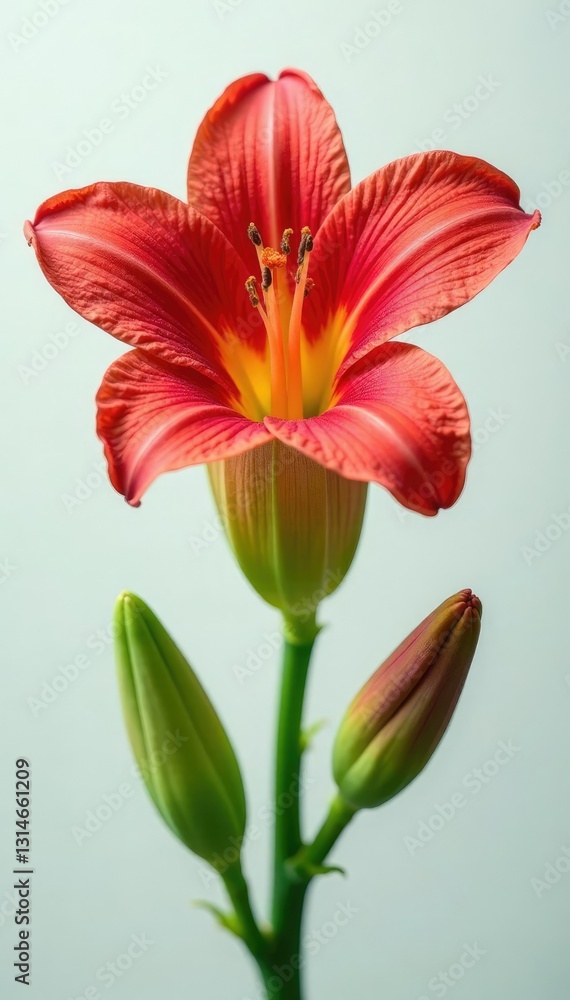 Fototapeta premium Unique flower with large, open mouth filled with pollen and stamens, rare, plants, blooming