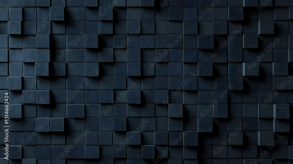 Dark Blue 3D Cubes Abstract Background Texture With Depth Perspective Modern Design Digital Graphic Art Dark Blue 3D Cubes Abstract Background Texture With Depth Perspective Modern Design Digital Graphic Art