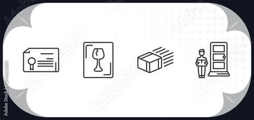 outline icons set - delivery and logistic concept. waybill, fragile, express delivery, delivery door.