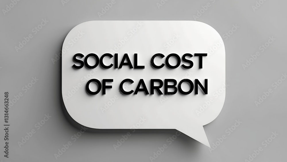 There is a speech bubble displaying the words Social cost of carbon, presented as an eye-catching graphic. There is a speech bubble displaying the words Social cost of carbon, presented as an eye-catching graphic.