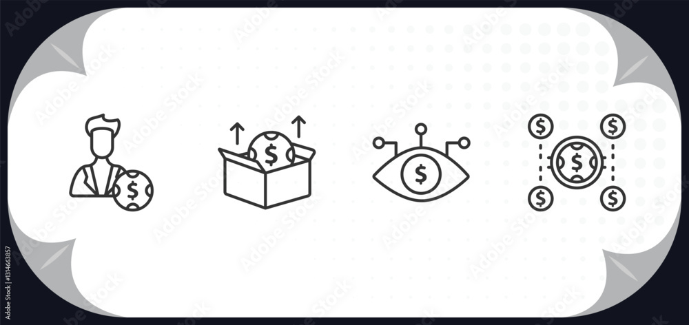 outline icons set - crowdfunding concept. tester, packaging, bionic contact lens, crowdfunding. outline icons set - crowdfunding concept. tester, packaging, bionic contact lens, crowdfunding.