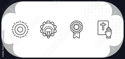 outline icons set - crowdfunding concept. gif, funding, reward, pledge.