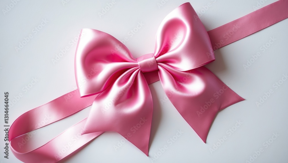 Beautiful pink bow with ribbon on background Beautiful pink bow with ribbon on background