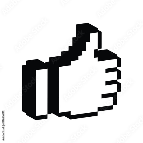 isometric isometric pixel thumb up and down icon. Vector pixel art thumb gesture 8 bit logo for game