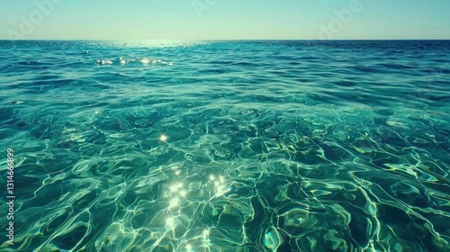 Wallpaper Mural Tranquil turquoise ocean surface, sunlight reflecting, vast horizon Torontodigital.ca