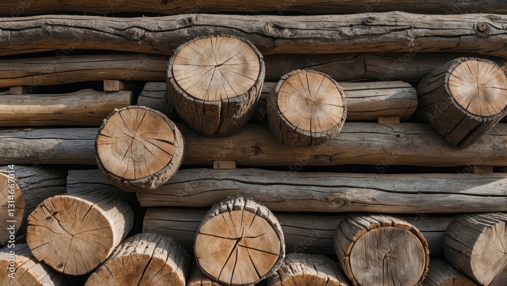 Wall of wooden houses constructed from glued beams. Wall of wooden houses constructed from glued beams.