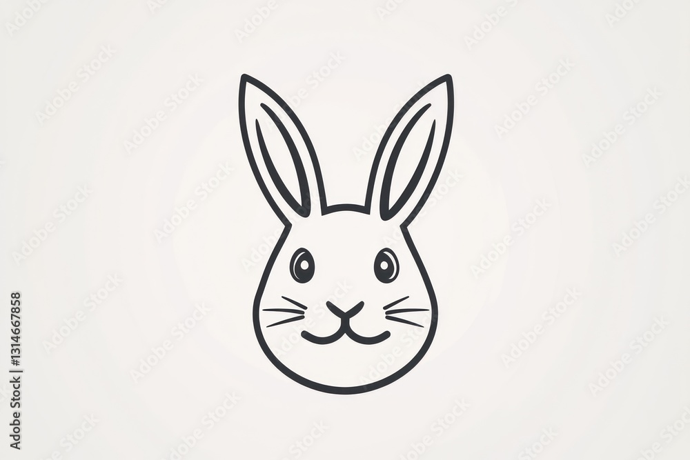 Easter-themed simple black vector bunny face icon on a bright white background. Easter-themed simple black vector bunny face icon on a bright white background.