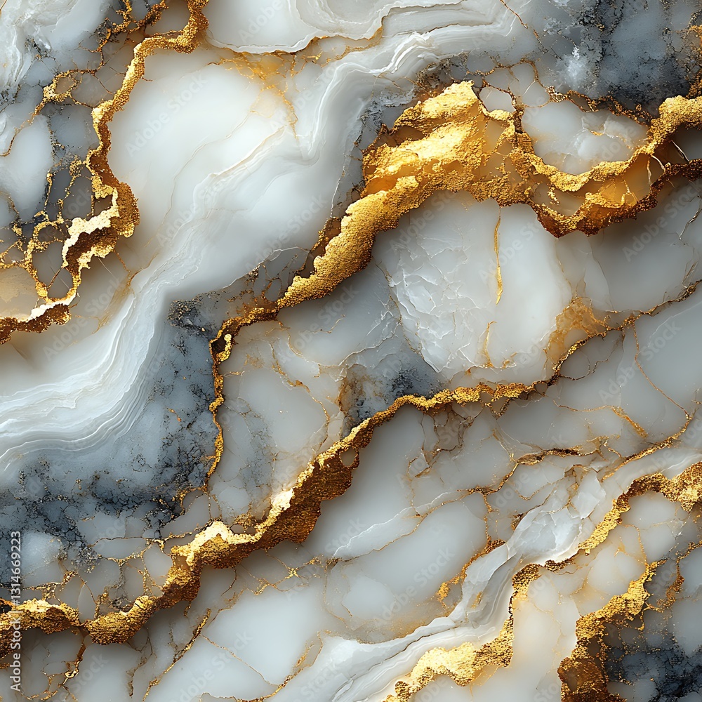 Fototapeta premium Elegant white marble texture with gold veins for luxurious backgrounds