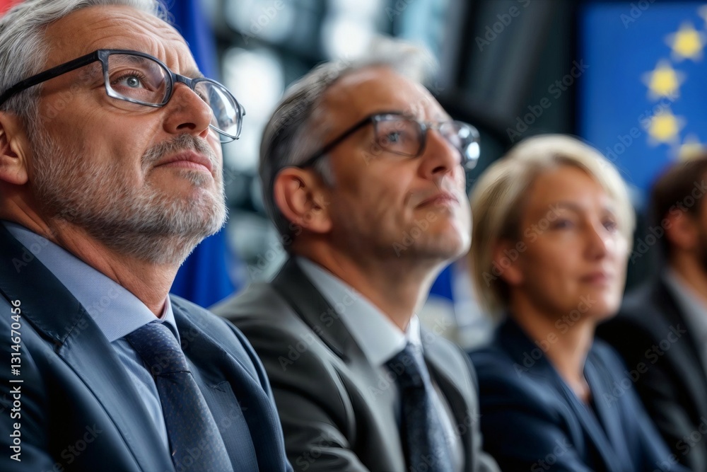 Politicians from various European countries gathered in a modern conference hall Politicians from various European countries gathered in a modern conference hall