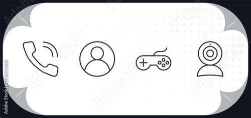 outline icons set - blogger and influencer concept. phone, profile, gameplay, .