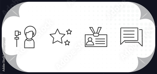outline icons set - blogger and influencer concept. vlogger, star, visitor, comment.