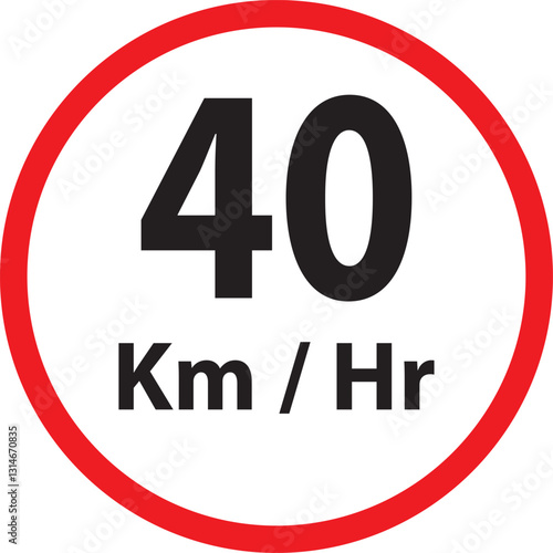 An illustration of a red circle with 40 km along with a maximum speed limit 40 km/h warning sign