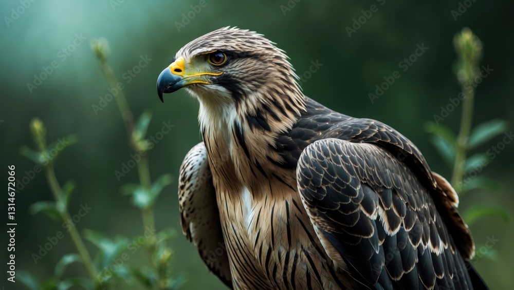 Bird of prey. Portrait of a buzzard. Nature background with greenery. Long-legged buzzard. Bird of prey. Portrait of a buzzard. Nature background with greenery. Long-legged buzzard.