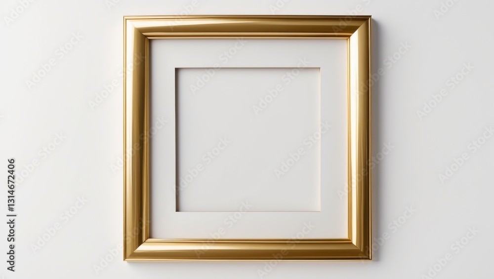 Picture frame in gold color. Background in white. Picture frame in gold color. Background in white.