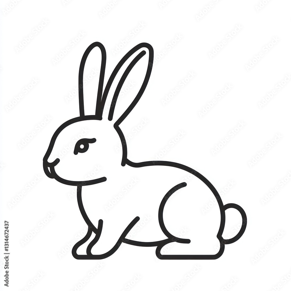 Easter bunny icon in bold black vector, clean and playful design, white background. Easter bunny icon in bold black vector, clean and playful design, white background.