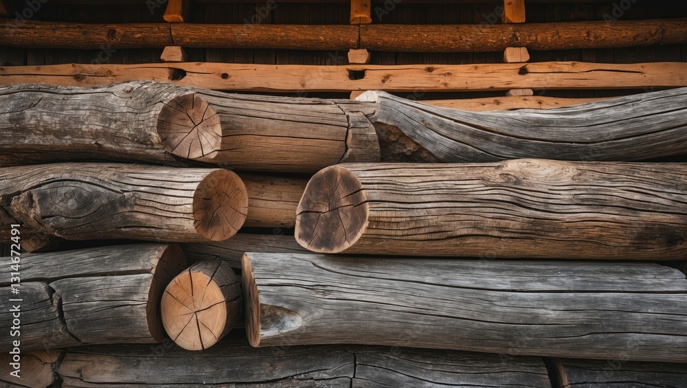Wall of wooden houses made of glued beams. Wall of wooden houses made of glued beams.