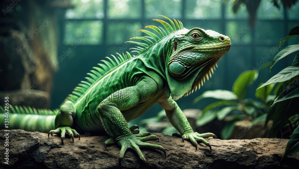 Fototapeta premium Green Iguana in a wildlife park