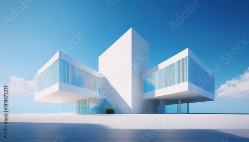 Wallpaper Mural architectural rendering of a modern building in a simple and clean geometry Torontodigital.ca