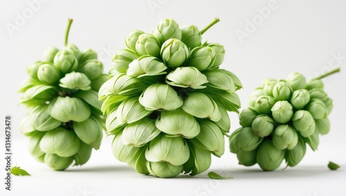 Wallpaper Mural Fresh green hops plant suspended in the air, isolated on a white background. Torontodigital.ca