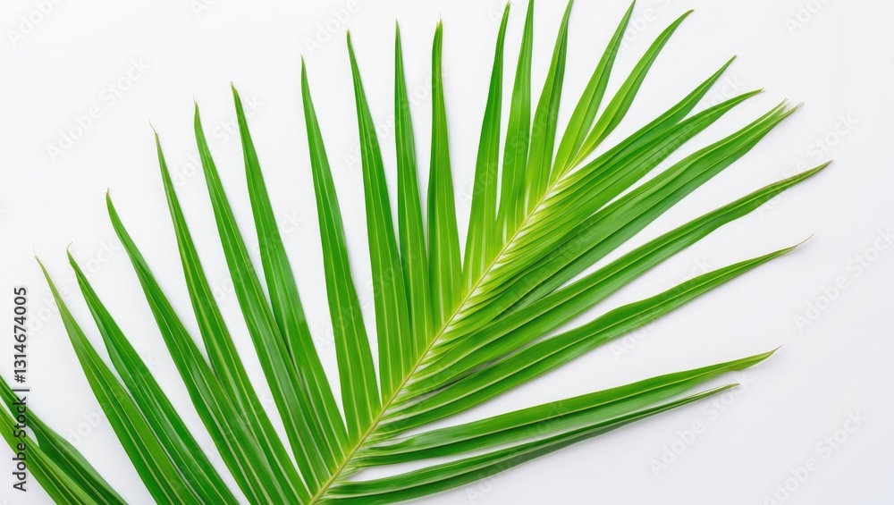 Isolated green coconut leaf on a white background Isolated green coconut leaf on a white background