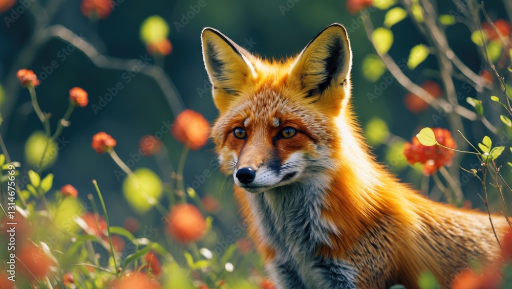 Fototapeta premium Foxes are medium to small-sized, omnivorous mammals that belong to various genera within the Canidae family. Twelve species are part of the monophyletic true foxes group in the genus Vulpes.