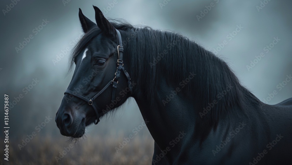Obraz premium black horse, set against a plain background