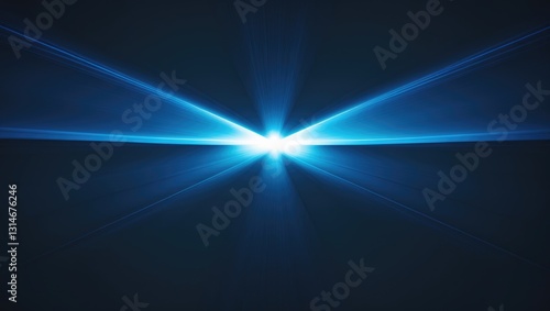 Blue light flare - streaks of flash light rays
