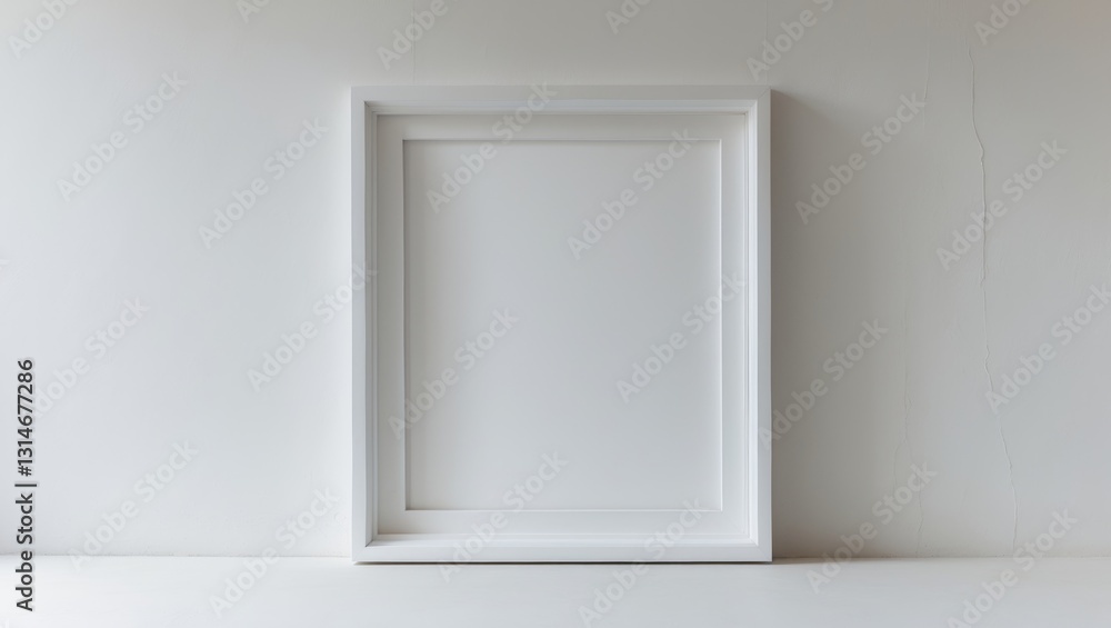 Fototapeta premium Blank paper frames on a white wall.