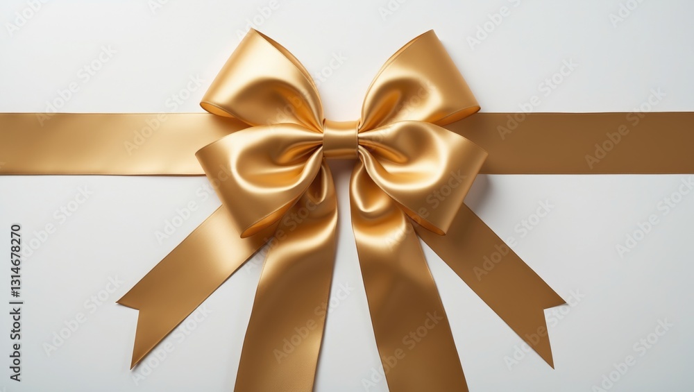 golden bow on a white background, a blank space for design and advertising golden bow on a white background, a blank space for design and advertising