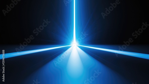 Blue light flare - streak ray of flashlight.
