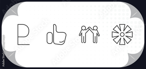 outline icons set - zodiac concept. pluto, greatness, friendship, craftiness.
