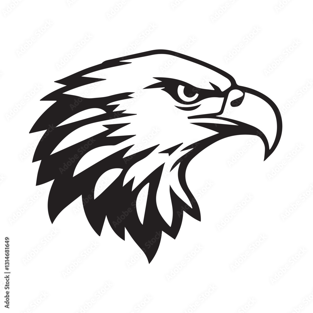 Obraz premium Powerful Black and White Eagle Head illustration