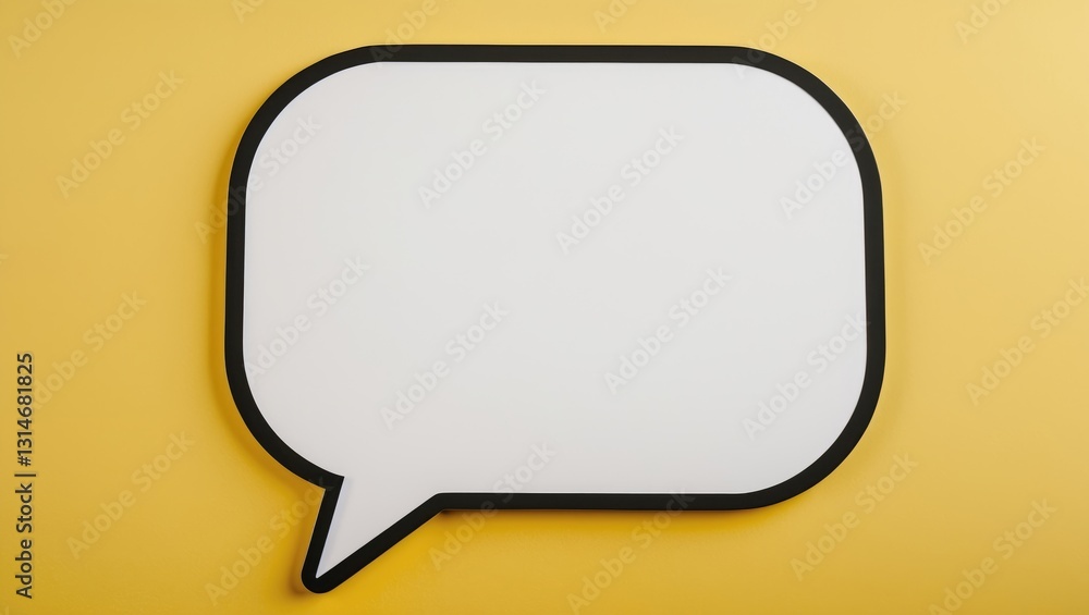 Blank white speech bubble set against a yellow background. Blank white speech bubble set against a yellow background.