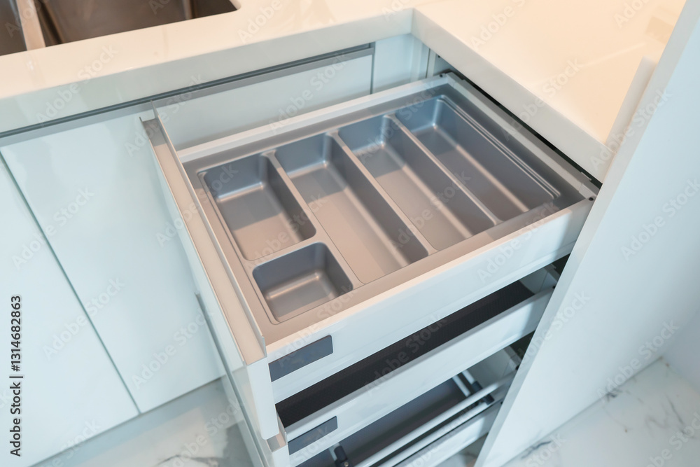 Modern Kitchen Drawer with Dividers for Organization and Storage Solutions in Contemporary Home Design Modern Kitchen Drawer with Dividers for Organization and Storage Solutions in Contemporary Home Design