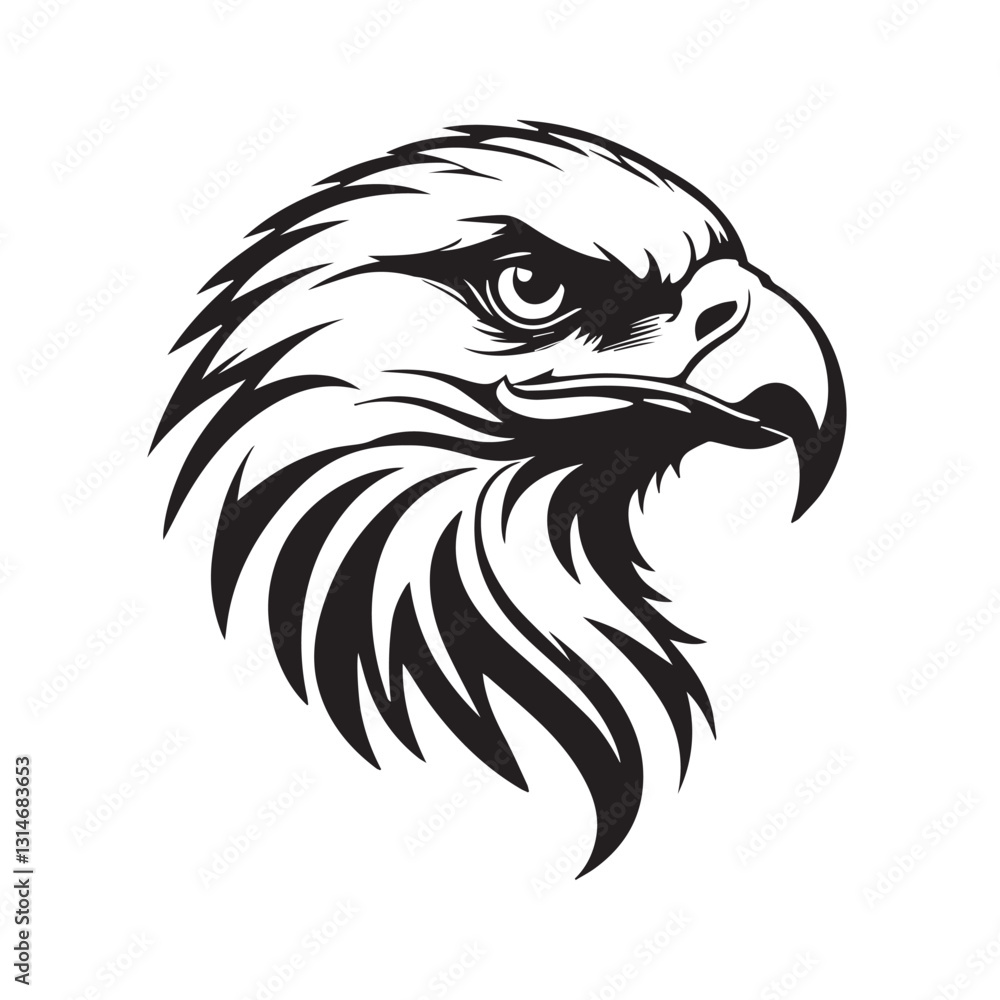 Fototapeta premium Powerful Black and White Eagle Head illustration