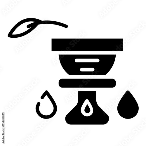Glyph Style Detailed Pour Over Coffee Dripper Process Illustration Icon