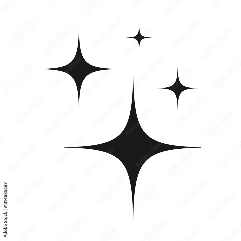 Shine and sparkle stars icon on a light background. Clean symbol. Shine and sparkle stars icon on a light background. Clean symbol.