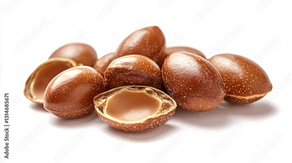 Argan seeds isolated white background Argan seeds isolated white background