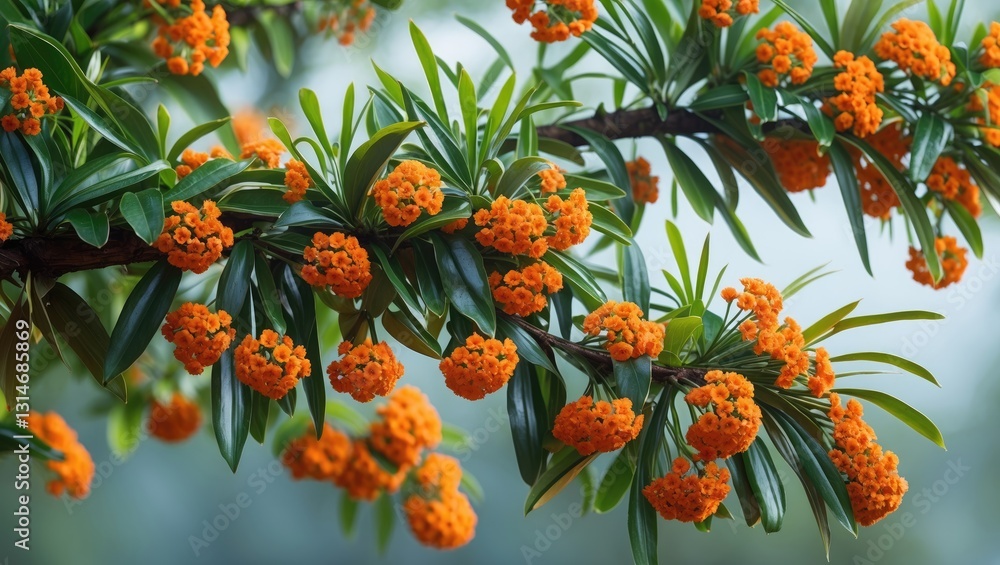 Blooming Ashoka tree flowers in beautiful orange during the summer season. Blooming Ashoka tree flowers in beautiful orange during the summer season.