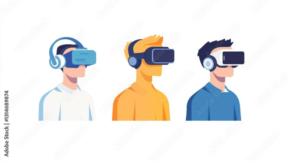 Virtual Reality Experience Men Immersed in Technology Virtual Reality Experience Men Immersed in Technology