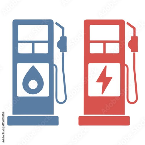 Gasoline and Electric Charging Station Vector Icon.
