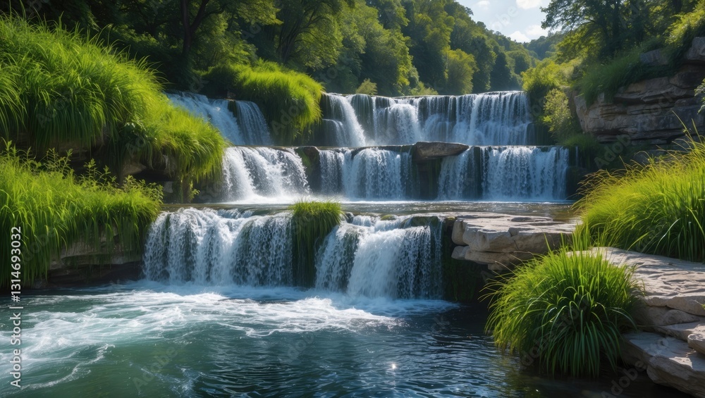 Obraz premium Krka waterfalls. Natural scenery.